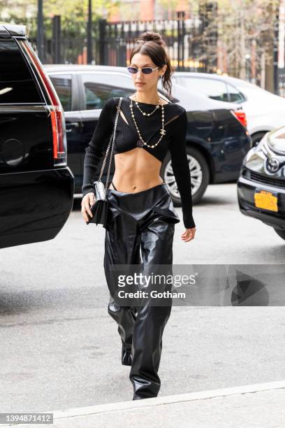 Bella Hadid is seen in Tribeca on May 01, 2022 in New York City.