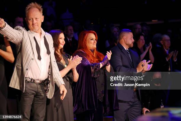 Ashley Judd and inductee Wynonna Judd attend the class of 2021 medallion ceremony at Country Music Hall of Fame and Museum on May 01, 2022 in...