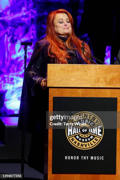 Inductee Wynonna Judd speaks onstage for the class of 2021 medallion ceremony at Country Music Hall of Fame and Museum on May 01, 2022 in Nashville,...