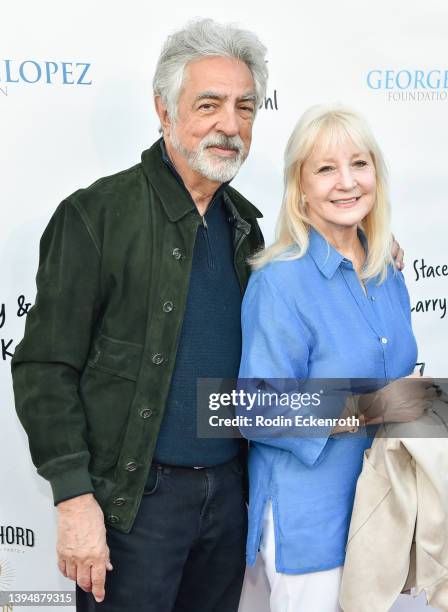 Joe Mantegna and Arlene Vrhel attend George Lopez Foundation's 15th annual celebrity golf tournament pre-party at Baltaire Restaurant on May 01, 2022...