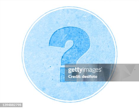Blue Colored Question Mark Sign Or Symbol Enclosed In A Weathered ...