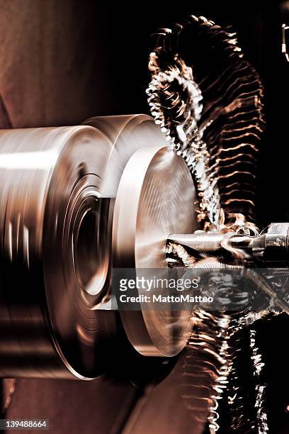 turned part is clamped in a lathe - milling stock pictures, royalty-free photos & images