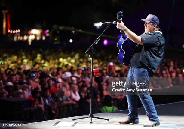Luke Combs performs onstage during Day 3 of the 2022 Stagecoach Festival at the Empire Polo Field on May 01, 2022 in Indio, California.