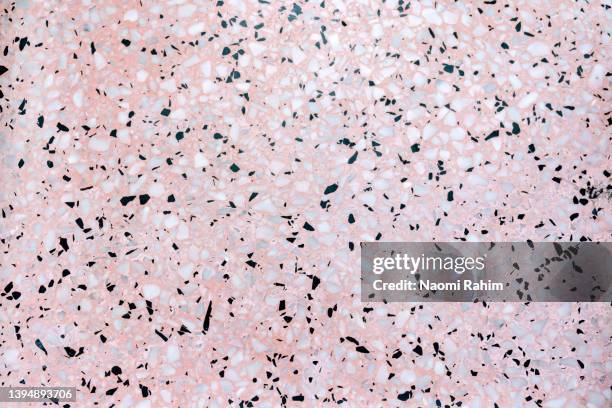 retro pink terrazzo pattern floor - linoleum tile stock pictures, royalty-free photos & images