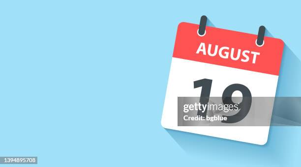 august 19 - daily calendar icon in flat design style - number 19 stock illustrations