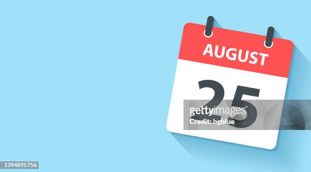 25. august - tageskalender-ikone im flachen design-stil - august stock-grafiken, -clipart, -cartoons und -symbole