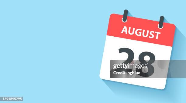 28. august - tageskalender-ikone im flachen design-stil - august stock-grafiken, -clipart, -cartoons und -symbole