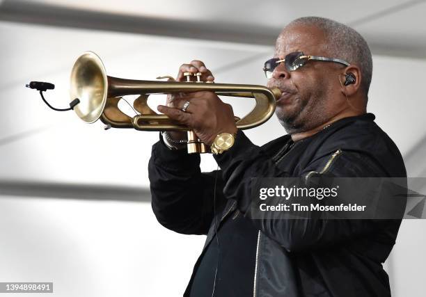 Terence Blanchard performs during the 2022 New Orleans Jazz & Heritage festival at Fair Grounds Race Course on May 01, 2022 in New Orleans, Louisiana.