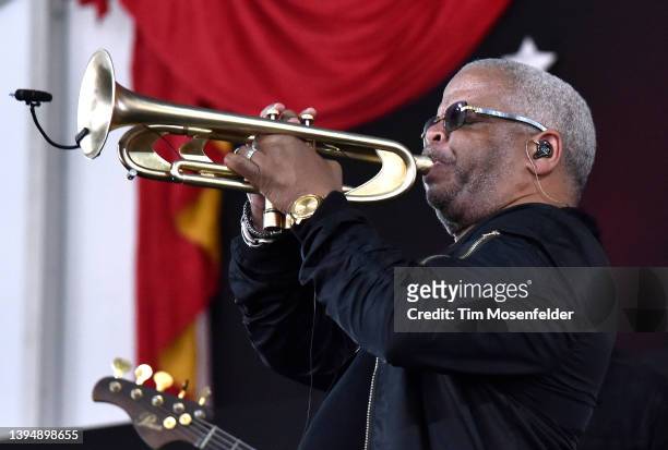 Terence Blanchard performs during the 2022 New Orleans Jazz & Heritage festival at Fair Grounds Race Course on May 01, 2022 in New Orleans, Louisiana.