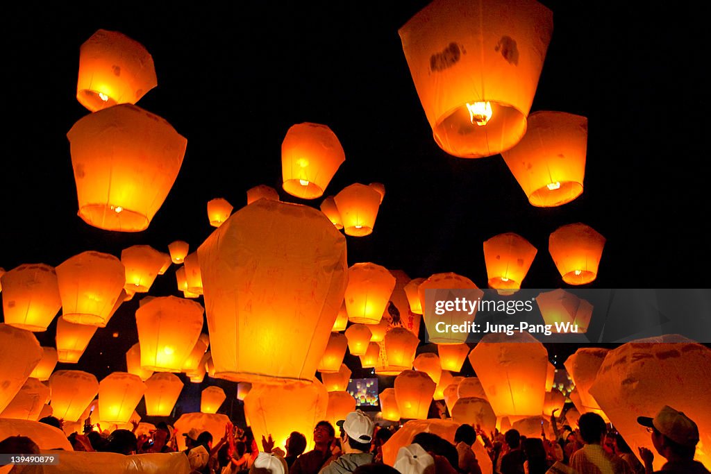 Lanterns at night