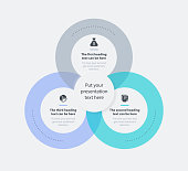 Simple business process template with three colorful stages