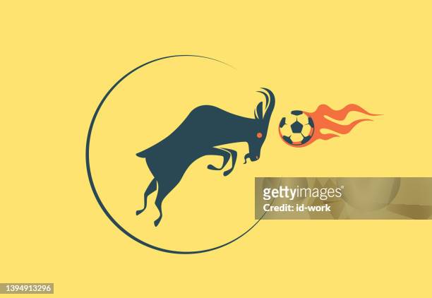 ilustrações, clipart, desenhos animados e ícones de cabra pulando e dirigindo bola de futebol - funny football cartoons