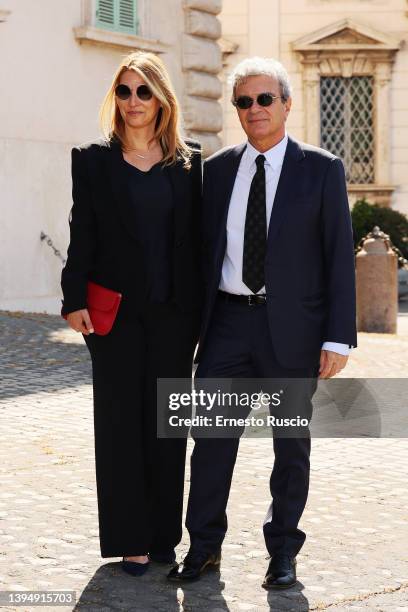 Ippolita Di Majo and Mario Martone attend the 67th David Di Donatello candidates presentation at the Palazzo Del Quirinale on May 02, 2022 in Rome,...