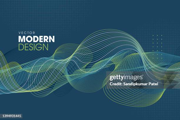 stockillustraties, clipart, cartoons en iconen met abstract background with a colored dynamic waves, line and particles - chaos