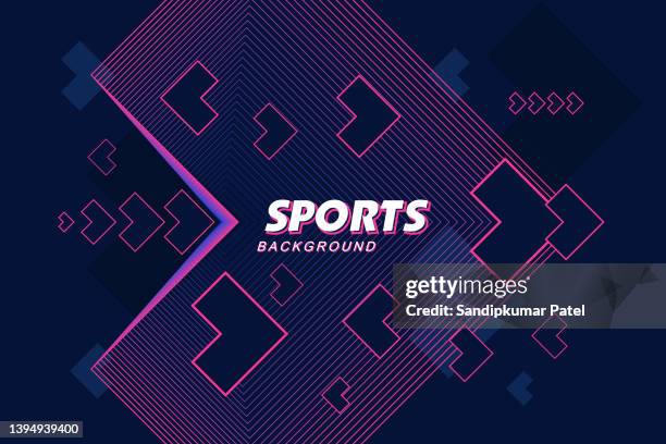 ilustraciones, imágenes clip art, dibujos animados e iconos de stock de cartel deportivo. fondo abstracto con formas dinámicas. - sports