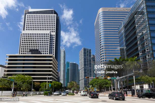 brickell avenue with residential and office buildings, miami florida, usa - brickell miami stock pictures, royalty-free photos & images