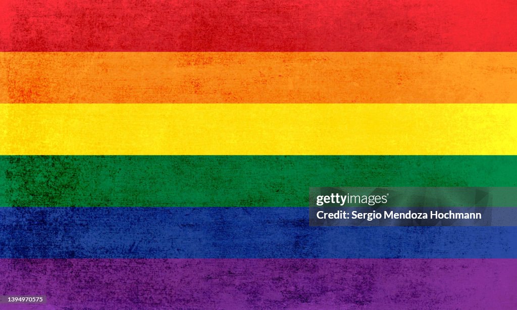 Pride flag, rainbow flag with a grunge texture