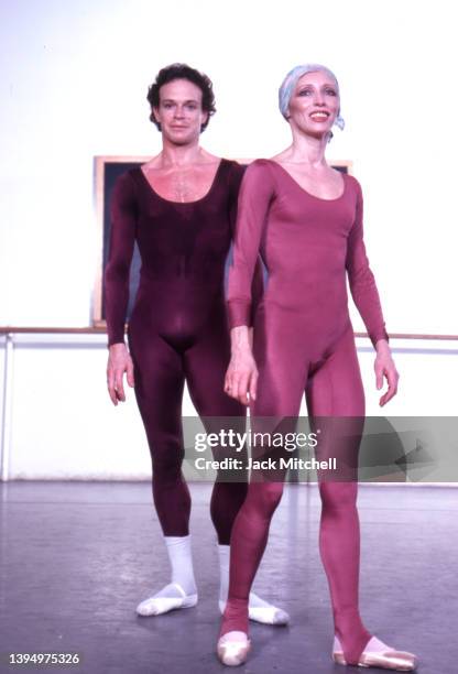 View of dancers Anthony Dowell and Natalia Makarova as they rehearse together, New York, New York, March 1979.