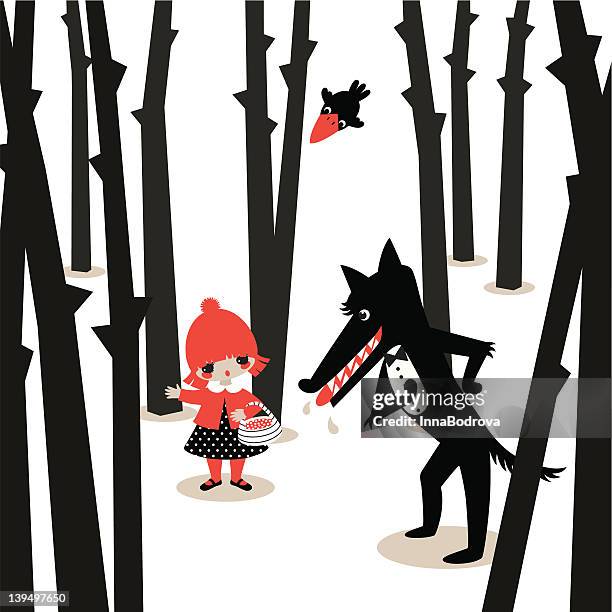 ilustraciones, imágenes clip art, dibujos animados e iconos de stock de caperucita roja. - red wolf