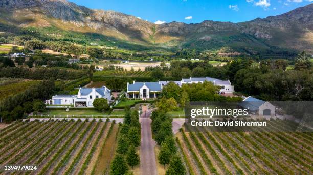 An aerial view of the Colmant wine estate, a winery dedicated to producing Champagne-style Cap Classique sparkling wines, on March 12, 2022 in the...