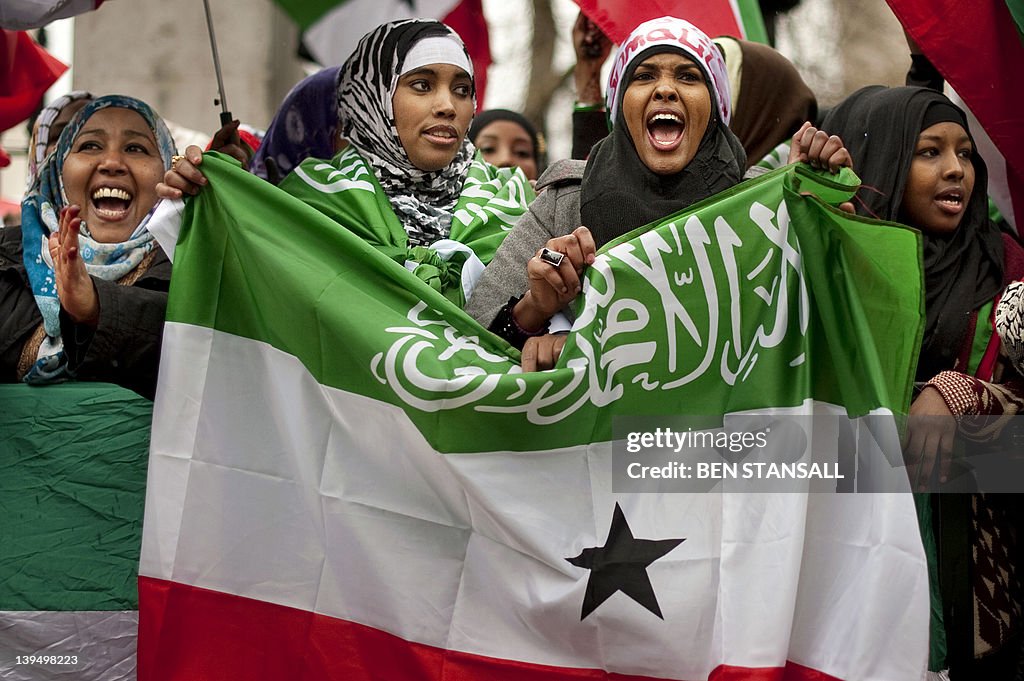 British-based Somalilanders wave the fla