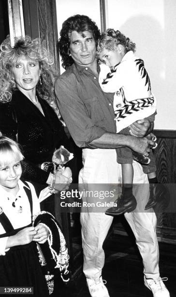 Actor Michael Landon, wife Cindy Clerico, daughter Jennifer Landon and son Sean Landon attend the opening of the Moscow Circus on March 14, 1990 at...