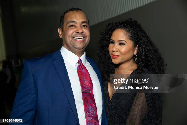 Former Michigan State Rep. Coleman Young II and Radio Personality Angela Yee backstage before the 67th Annual Fight For Freedom Fund Dinner at...
