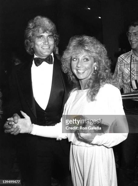 Actor Michael Landon and wife Cindy Clerico attend USO Distinguished Americans Awards Honoring Dolores Hope on February 21, 1983 at the Beverly...