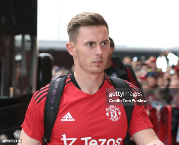 Dean Henderson of Manchester United arrives ahead of the Premier League match between Manchester United and Brentford at Old Trafford on May 02, 2022...