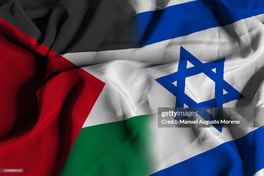 Flags of Palestine and Israel