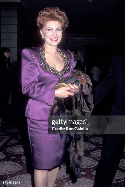 Cosmetic entrepreneur Georgette Mosbacher attends the "Awakenings" Premiere Party on December 17, 1990 at The Pierre Hotel in New York City.