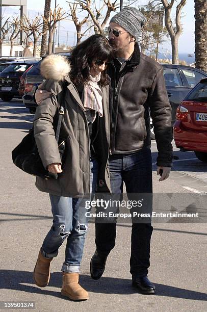 Pedro Larranaga and Maribel Verdu visit Carlos Larranaga on February 5, 2012 in Benalmadena, Spain. Carlos Larranaga has been undergoing a surgery to...