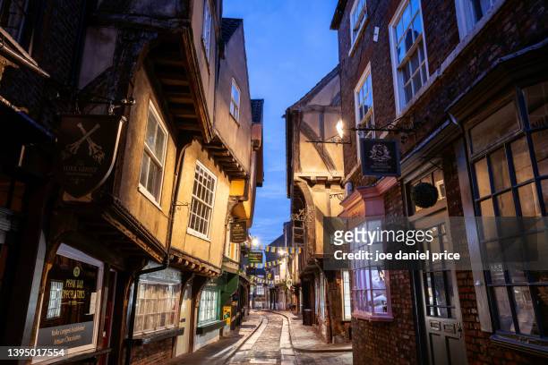 night, the shambles, york, yorkshire, england - york stock pictures, royalty-free photos & images