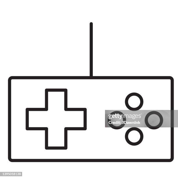 retro arcade gaming controller thin line icon- editable stroke - arcade machine isolated stock illustrations