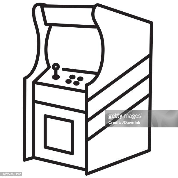 retro arcade cabinet thin line icon- editable stroke - arcade-cabinet-vector stock illustrations
