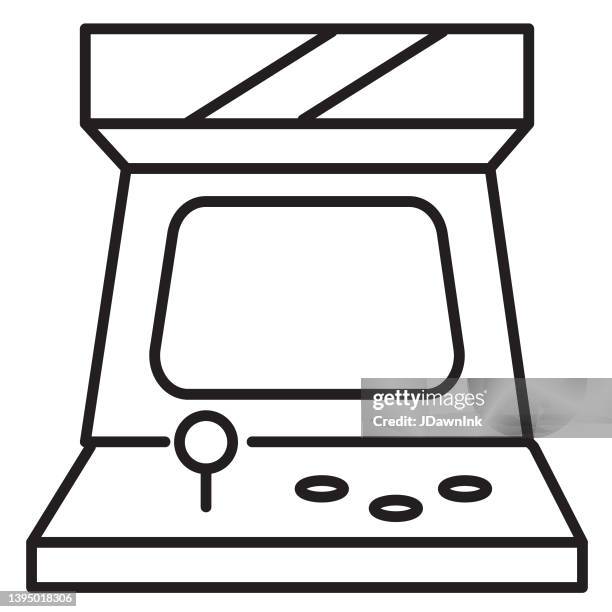 retro arcade gaming wall-mounted arcade cabinet thin line icon- editable stroke - arcade-cabinet-vector stock illustrations