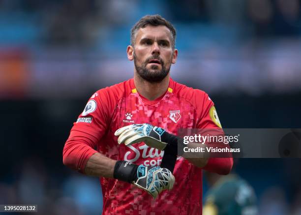 Watford goalkeeper Ben Foster after the Premier League match between Manchester City and Watford at Etihad Stadium on April 23, 2022 in Manchester,...