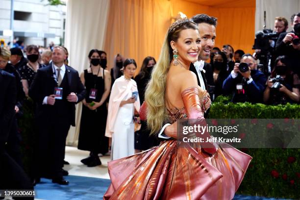 Blake Lively and Ryan Reynolds attend The 2022 Met Gala Celebrating "In America: An Anthology of Fashion" at The Metropolitan Museum of Art on May...