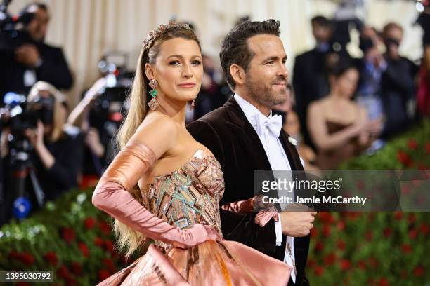Blake Lively and Ryan Reynolds attend The 2022 Met Gala Celebrating "In America: An Anthology of Fashion" at The Metropolitan Museum of Art on May...