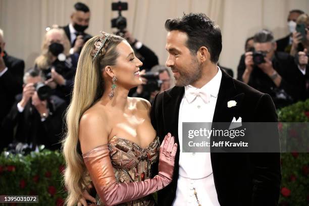 Blake Lively and Ryan Reynolds attend The 2022 Met Gala Celebrating "In America: An Anthology of Fashion" at The Metropolitan Museum of Art on May...