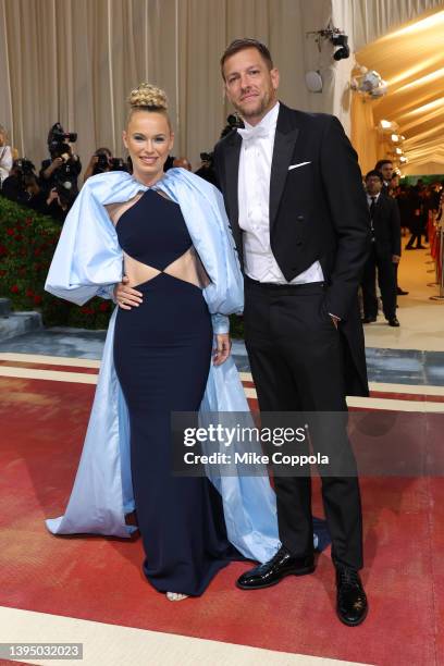 Caroline Wozniacki and David Lee attend The 2022 Met Gala Celebrating "In America: An Anthology of Fashion" at The Metropolitan Museum of Art on May...