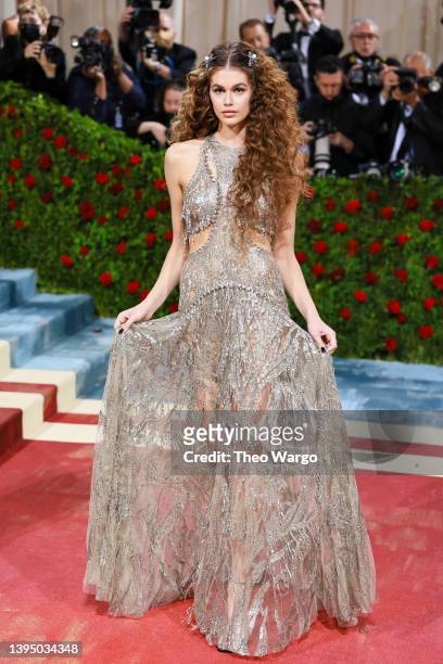 Kaia Gerber attends The 2022 Met Gala Celebrating "In America: An Anthology of Fashion" at The Metropolitan Museum of Art on May 02, 2022 in New York...