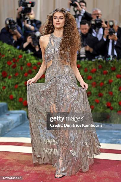 Kaia Gerber attends The 2022 Met Gala Celebrating "In America: An Anthology of Fashion" at The Metropolitan Museum of Art on May 02, 2022 in New York...