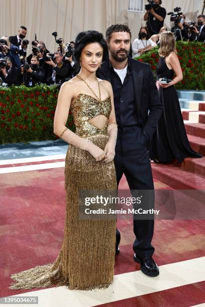 Camila Mendes and Alexandre Mattiussi attend The 2022 Met Gala Celebrating "In America: An Anthology of Fashion" at The Metropolitan Museum of Art on...