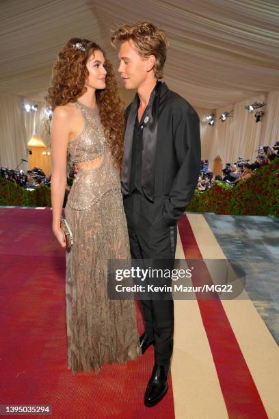 Kaia Gerber and Austin Butler arrive at The 2022 Met Gala Celebrating "In America: An Anthology of Fashion" at The Metropolitan Museum of Art on May...