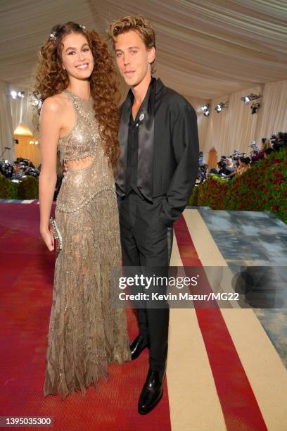 Kaia Gerber and Austin Butler arrive at The 2022 Met Gala Celebrating "In America: An Anthology of Fashion" at The Metropolitan Museum of Art on May...