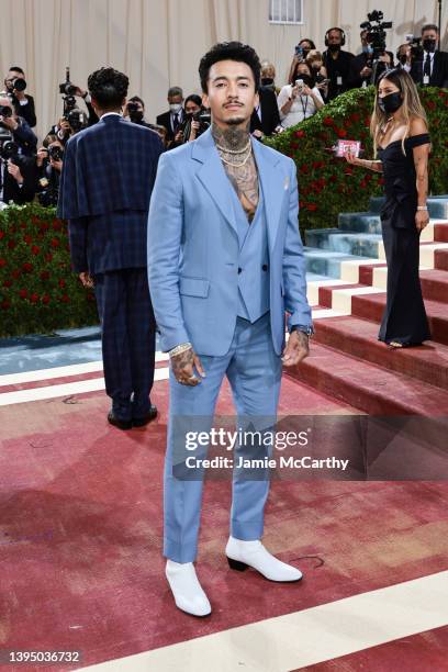 Nyjah Huston attends The 2022 Met Gala Celebrating "In America: An Anthology of Fashion" at The Metropolitan Museum of Art on May 02, 2022 in New...