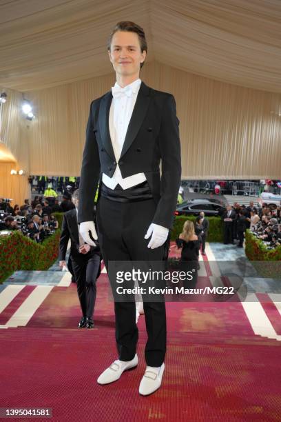 Ansel Elgort arrives at The 2022 Met Gala Celebrating "In America: An Anthology of Fashion" at The Metropolitan Museum of Art on May 02, 2022 in New...