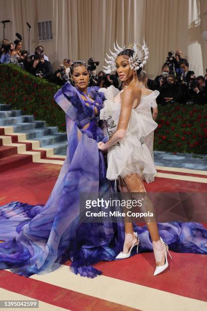 Teyana Taylor and Winnie Harlow attend The 2022 Met Gala Celebrating "In America: An Anthology of Fashion" at The Metropolitan Museum of Art on May...