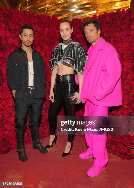 Riz Ahmed, Renate Reinsve, and Sebastian Stan attend The 2022 Met Gala Celebrating "In America: An Anthology of Fashion" at The Metropolitan Museum...